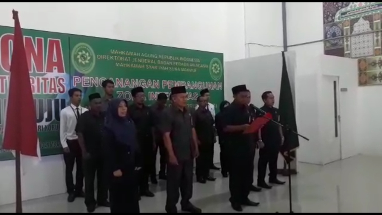 Deklarasi Pencanangan Pembangunan Zona Integritas ZI MS Suka Makmue
